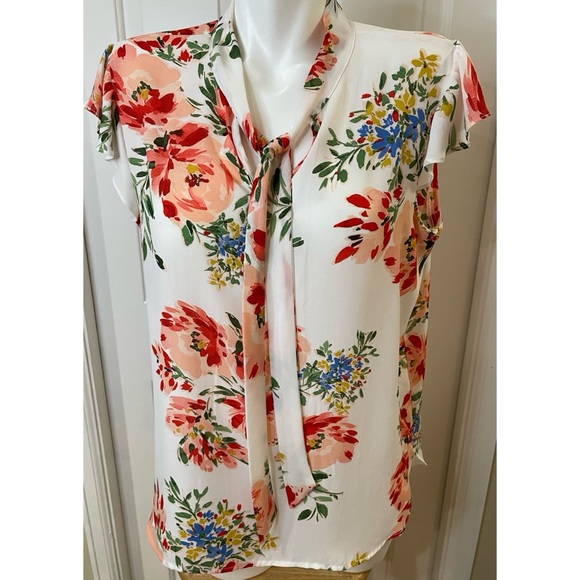 Counterparts Tops - Counterparts Sheer Floral Blouse w/ Flutter Sleeves Womens Size Large Feminine